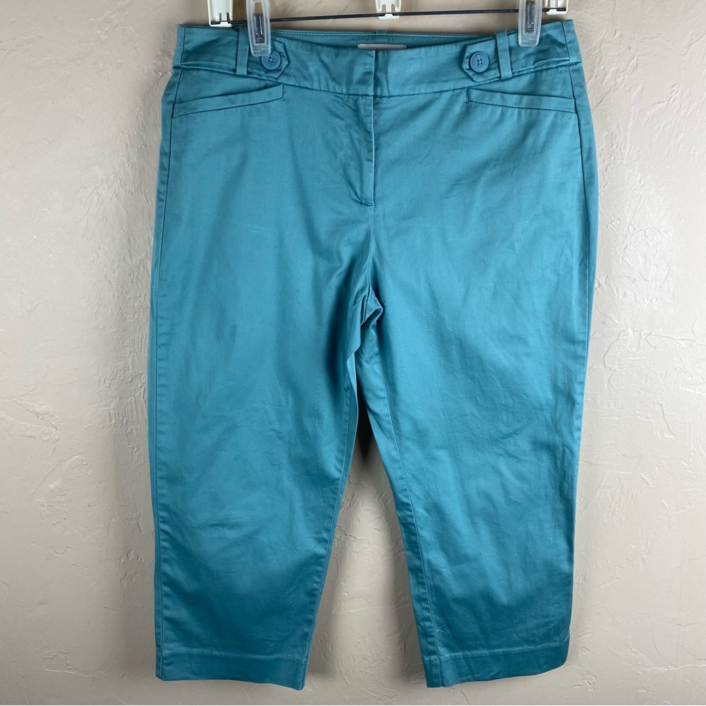Ann Taylor Loft Petites Teal Seafoam Green Capri Crop Pants size 8P